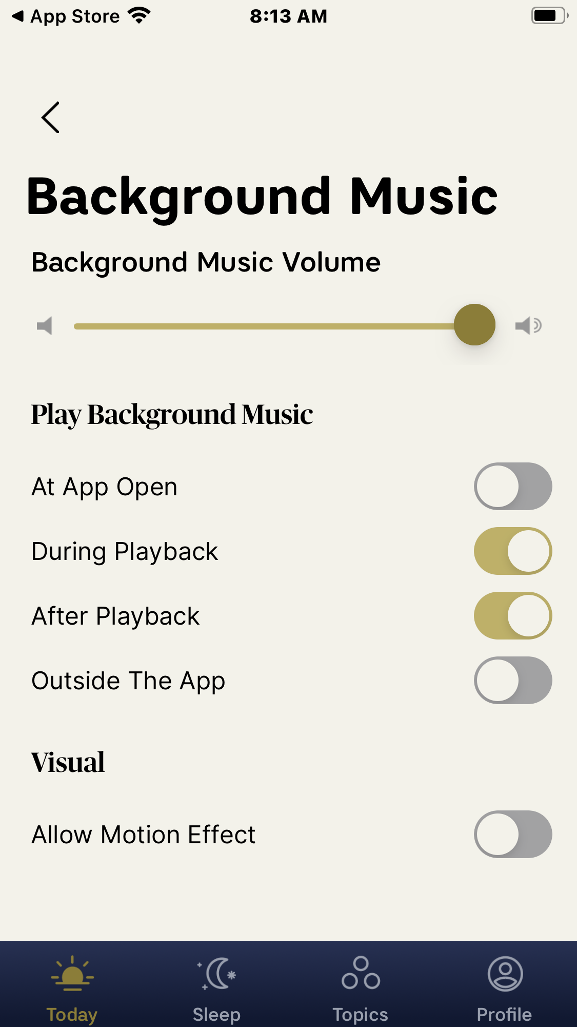 How to stop or change background music (iOS) Amen